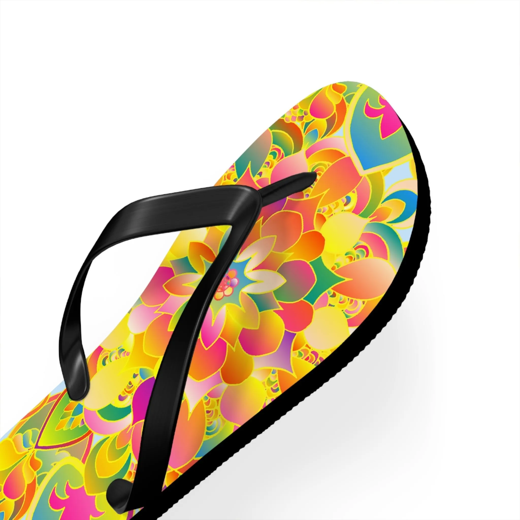 Vibrant Floral Mandala Flip Flops