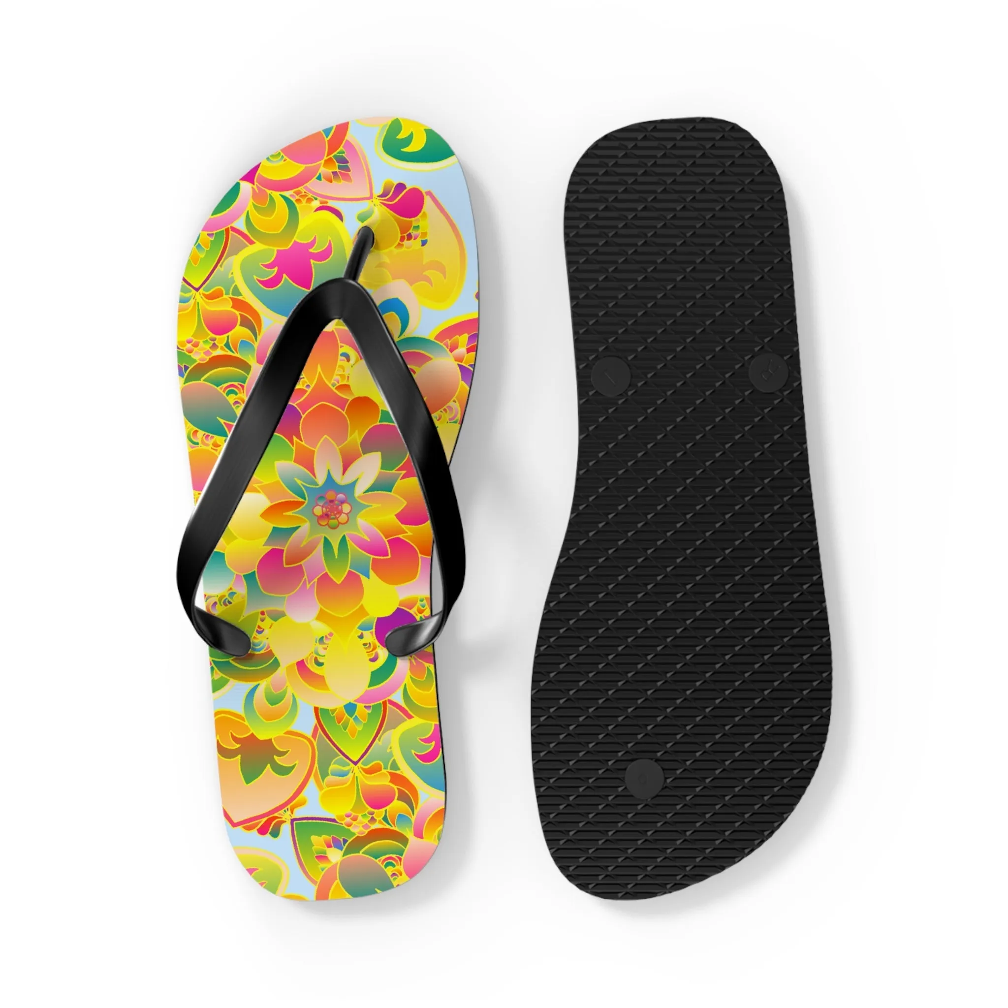 Vibrant Floral Mandala Flip Flops
