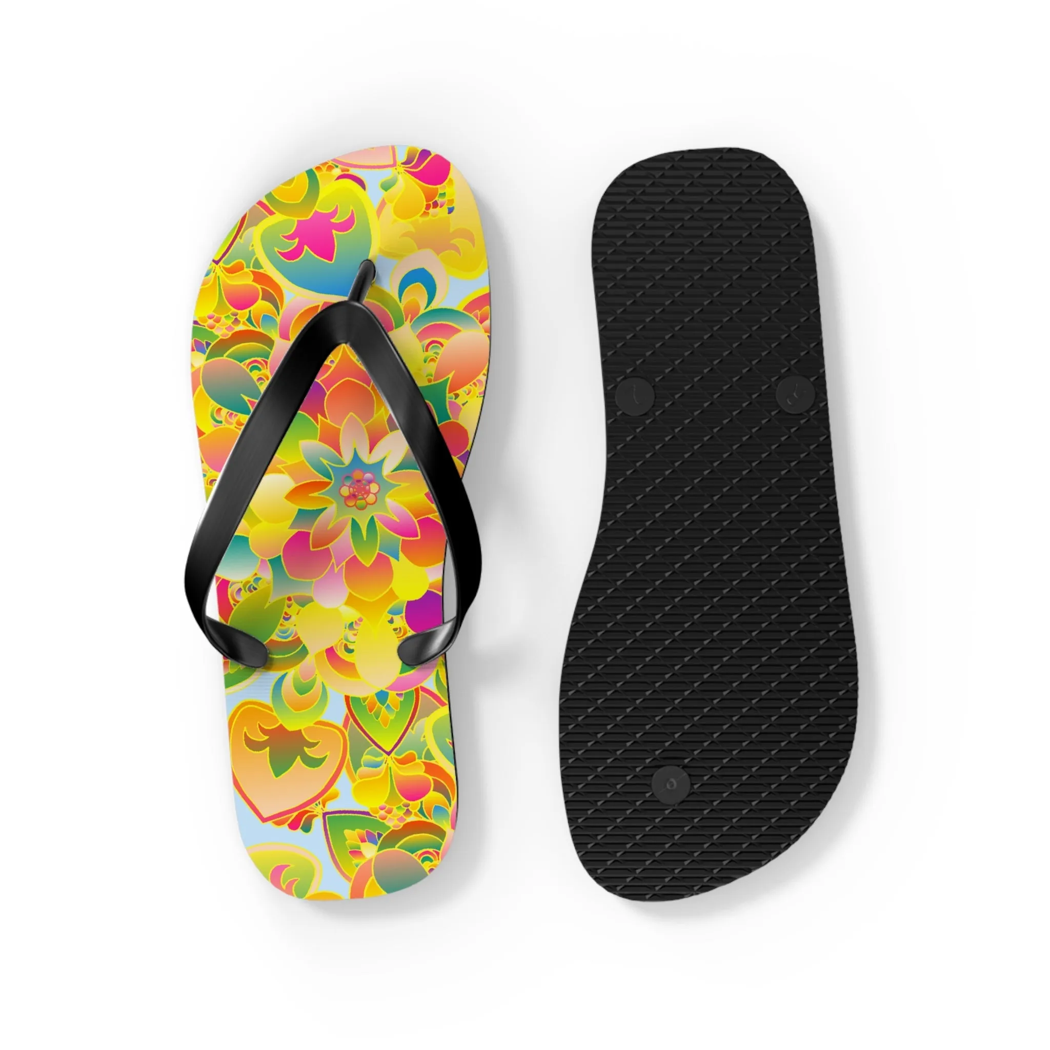 Vibrant Floral Mandala Flip Flops
