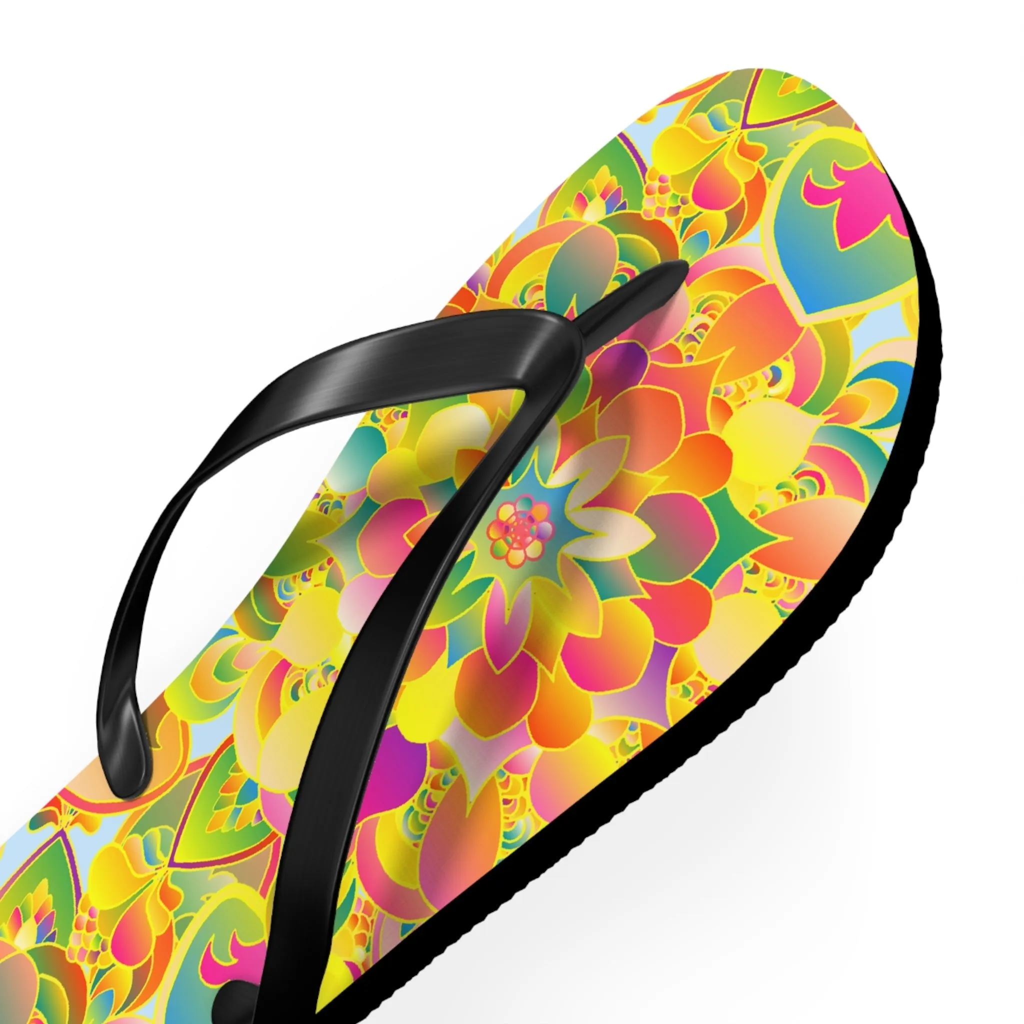 Vibrant Floral Mandala Flip Flops