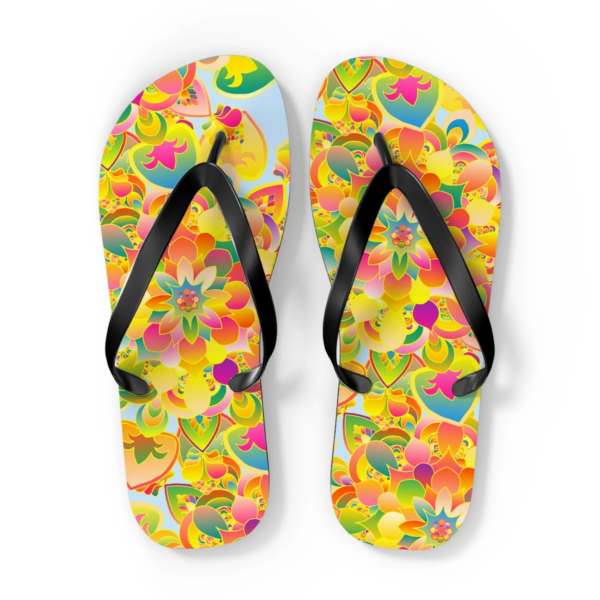 Vibrant Floral Mandala Flip Flops