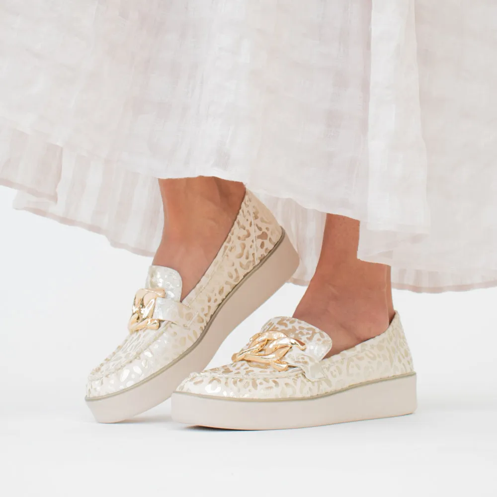Zurina Beige and Gold Leopard